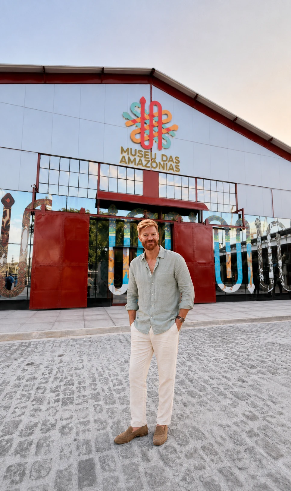 Lipe in front of Museu das Amazônias at Porto Futuro in Belém