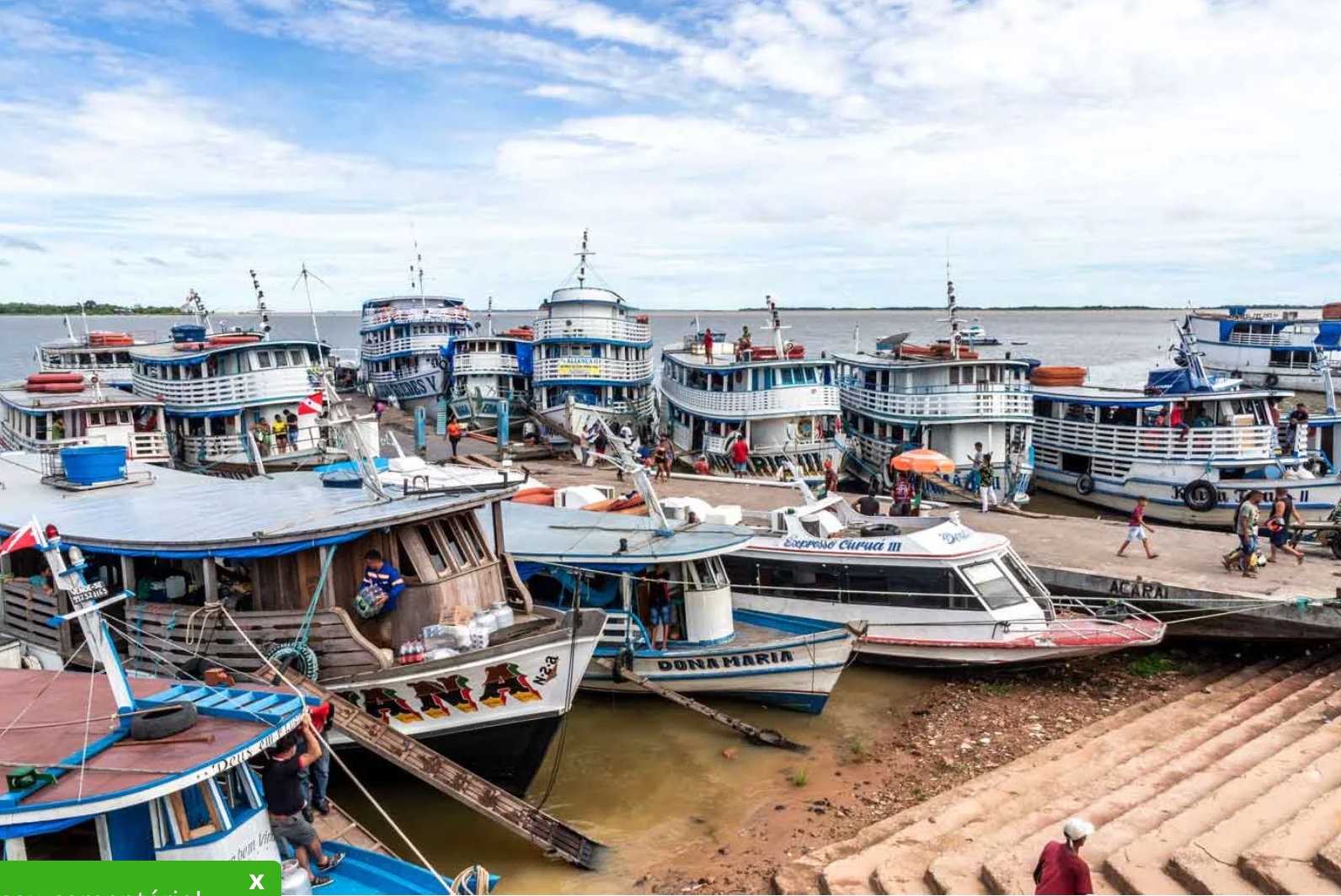 Santarém port with traditional riverboats