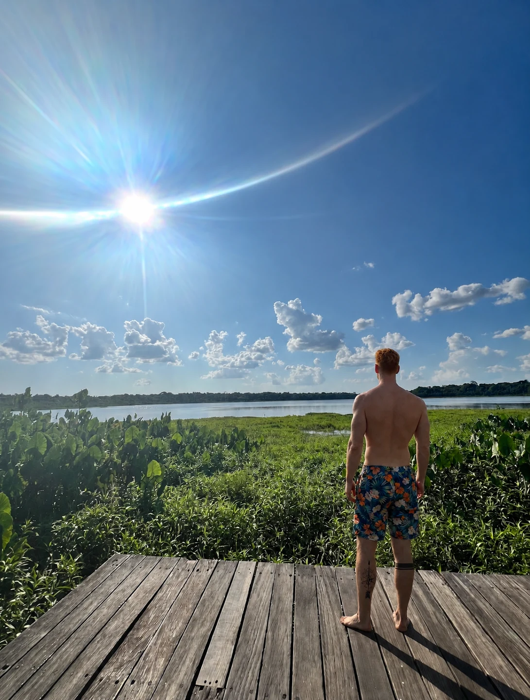 Lipe looking over the landscape and water at Utinga State Park